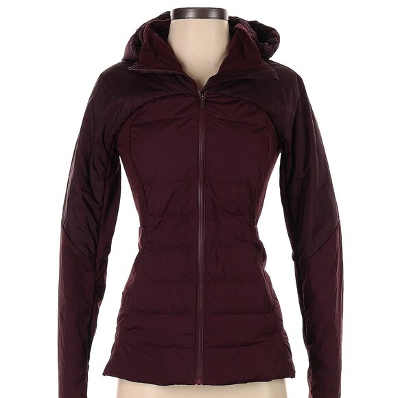 Lululemon Down For It All Jacket  Cassis deep vino red removable hood  sz 4 - Picture 2 of 7